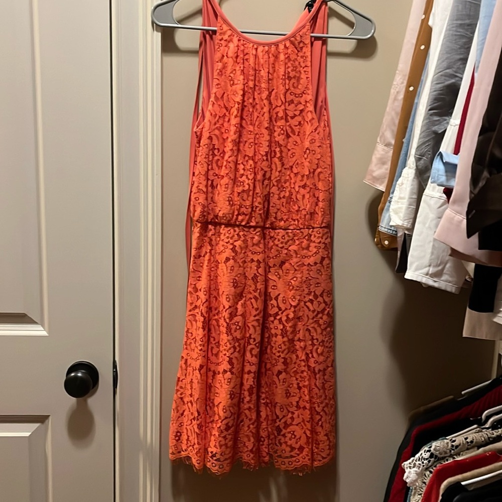 Juicy Couture orange lace dress size zero.